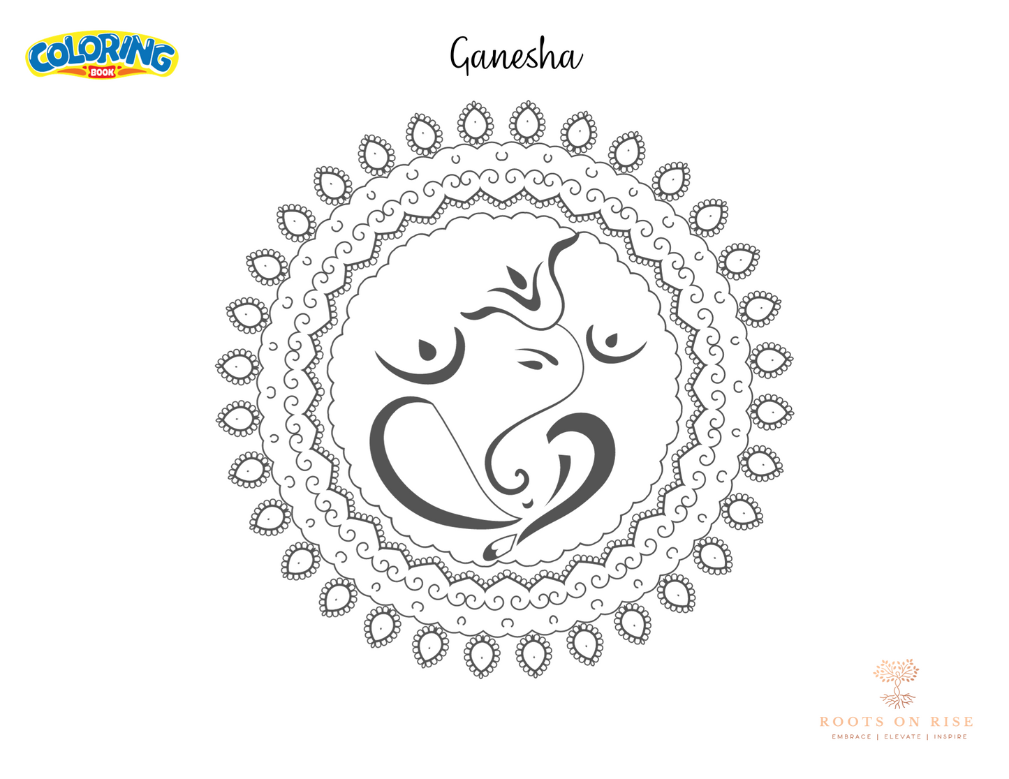 Coloring sheet: An intricate Ganesha Mandala
