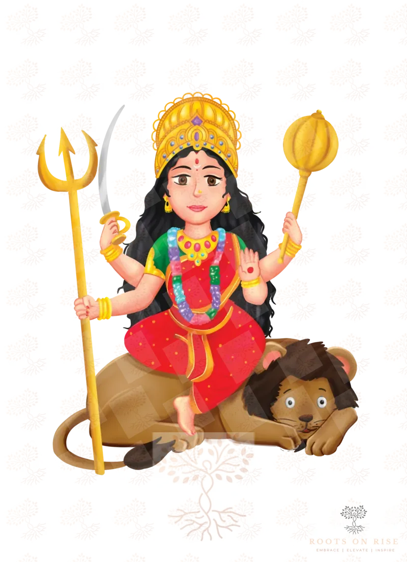 Illustration of Goddess Durga, the warrior goddess