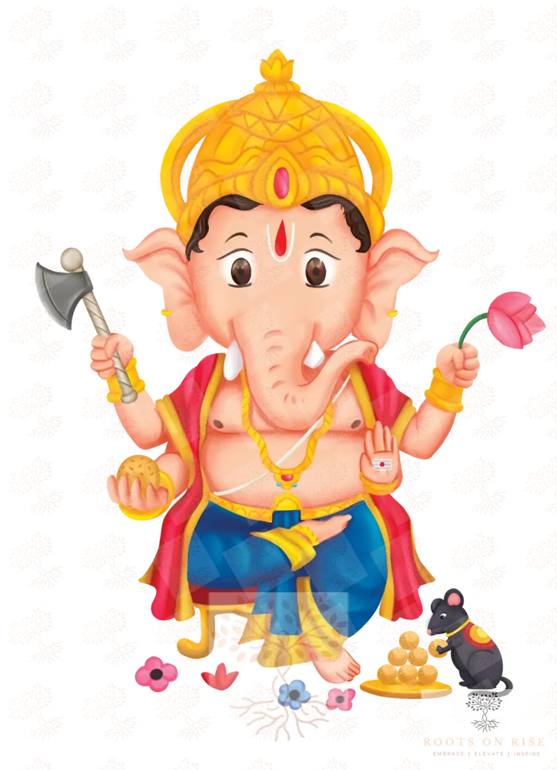 Illustration of Lord Ganesha, the elephant-headed Hindu god