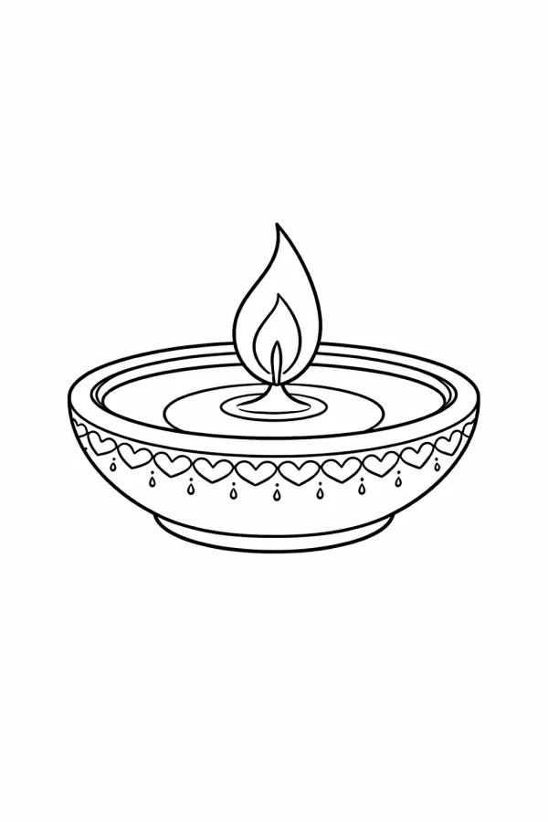 Diya oil lamp coloring page for kids