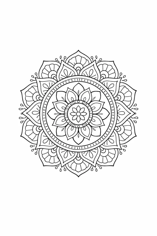 Lotus mandala coloring page for kids